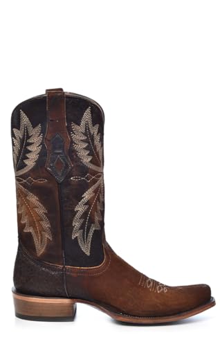CORRAL MEN'S CHOCOLATE EMBROIDERY NARROW SQ. TOE, LEATHER SOLE, LAMB/COWHIDE LEATHER, WESTERN BOOTS, C40232