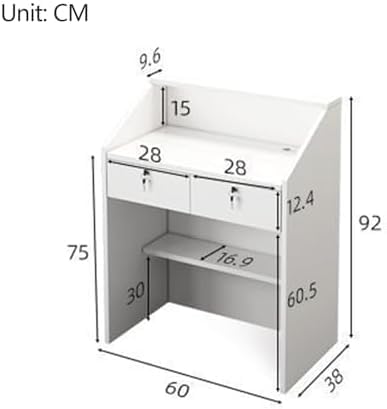 Scrivania moderna in legno, elegante bancone da ufficio per vendita al dettaglio, clinica e spazio di lavoro, tavolo versatile per computer con ampio spazio di archiviazione e nizzazione, perfetto per