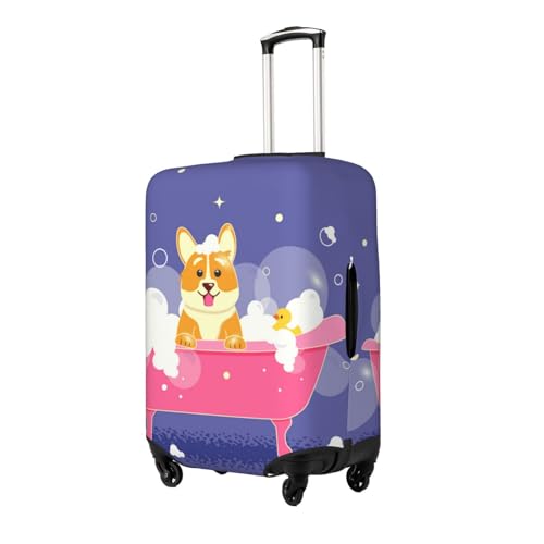 Dog Washes In A Pink Bath Luggage Cover Protector Anti-Scratch Washable Fits 18-32 Inch Luggage-Small2