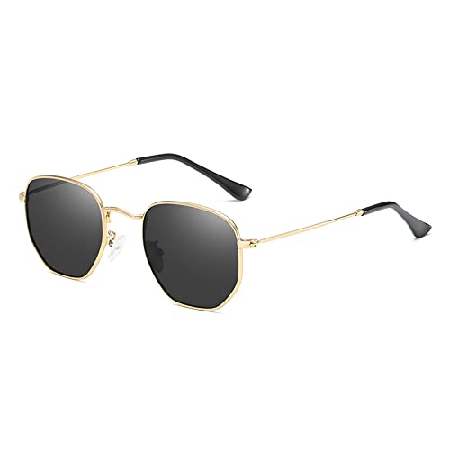 Lunettes de soleil polarisées hexagonales en acier inoxydable pour homme et femme