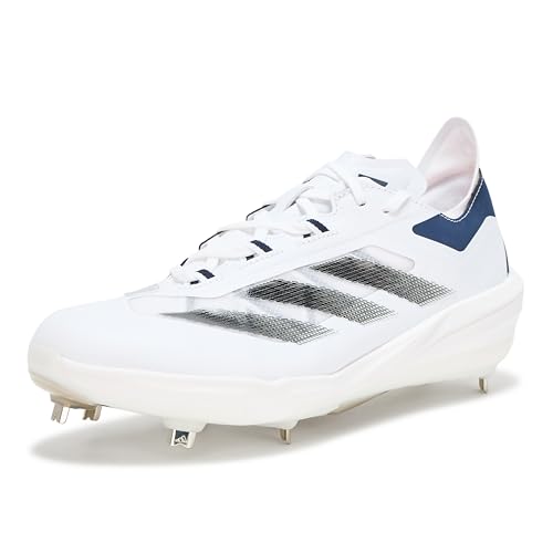 adidas Men's Adizero Impact Baseball Sneaker, White/Black/Team Navy Blue, 8.5
