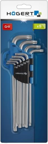 Miniatura 2 de Högert Technik - Llave Torx I Juego De 9 Piezas I Tamaños T10 A T50 I Hecho De Acero Al Cromo Vanadio I Resistente A La Deformación Y La Abrasión I Ht1w818 - Plata