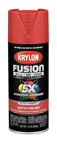 Image of Krylon Fusion All-In-One Adhesive Spray Paint for Indoor /Outdoor Use, 12 oz, Fire Red
