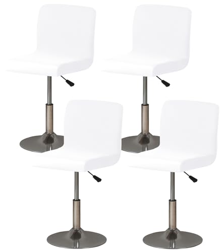 Gollense Bar Stool Covers Set of 4 Stretch Pub Counter Stool Chair Covers with Backs, Washable Square Swivel Barstool Seat Slipcover with Elastic Bottom for Low Short Back Dining Chair (White)