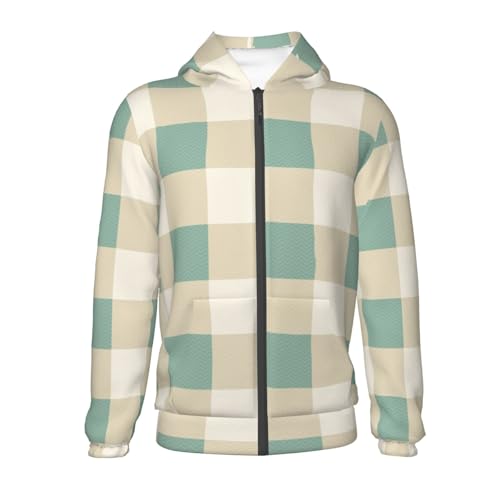 Colorful Plaid Kids Pullover Hoodies Boys Zip Up Sweatshirts Girls Athletic Clothes with Pocket2