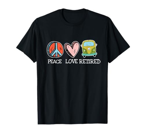 Pescado Paz Amor Jubilado Hippie Pesca Cool Retirement Regalos Camiseta