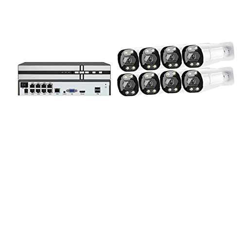 Monitoreo de video Kit de sistema de cámara IP de 4K y 8MP, videovigilancia de detección de rostro humano for interior de puerta de salida de audio bidireccional Cámara de vigilancia ( Size : 2T , Col
