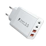 Haute efficacité : Chargeur usb peut charger jusqu'à quatre appareils simultanément. Équipé de deux ports Type-C et de deux ports USB-A, il peut charger simultanément plusieurs appareils, notamment des smartphones, des tablettes et des écouteurs, améliorant ainsi l'efficacité tout en réduisant le temps d'attente.