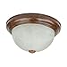 Sunlite 46070 Traditional Dome Ceiling Light Classic Decorative Flush Mount Fixture, with Alabaster Glass Shade, UL Listed, for Bedrooms, Hallways & Bathrooms, 11-Inch, Distressed Brown