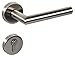 Produktbild Türbeschlag Edelstahl Drückergarnitur Zimmertür Türgriff auf Rund-Rosette - L-FORM | PZ - Profilzylinder | Edelstahl matt | Türklinke für Türstärke 35  47 mm | 1 Garnitur mit Befestigungsmaterial