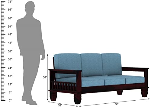 Image of Solid Sheesham Wood Sofa Set 5 Seater for Living Room | Wooden 5-Person Sofa Set for Home Office | 3+1+1 Sofa Sets for Living Room | Five Seater Sofa with Storage | Warm Chestnut Finish