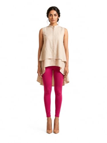 Image of Women's Cotton Lycra Ankle Length Leggings | Regular Rise, Soft 4 Way Stretch Fabric | Casual & Ethnic Wear