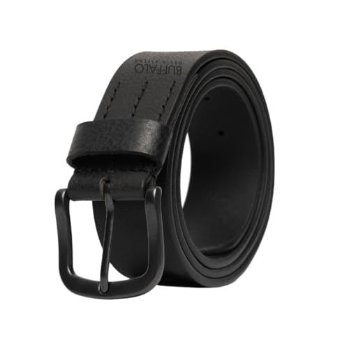 Buffalo David Bitton Men's Black Leather Belt | 100% Genuine Leather | Jean Belt