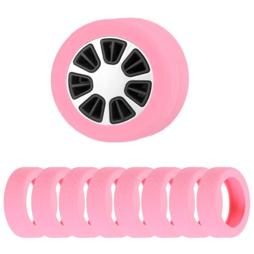 Image of 8Pack Luggage Wheel Protection Cover, Wear Resistant Anti Noise Silicone Protector Cover for 2-3 inch Spinner Wheel for Suitcases Chair Caster Travel, Pink