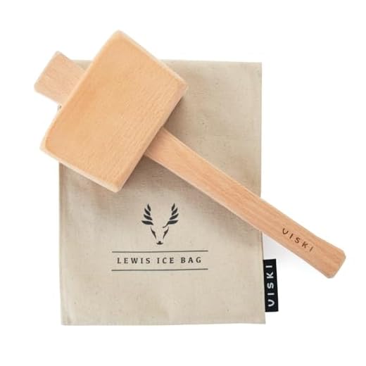 Viski Lewis Bag and Mallet Bartender Kit & Bar Tools Kitchen Accessory, 12", Ice Bag & Mallet