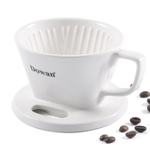 Image of DOWAN Pour Over Coffee Maker, Non-Electric Pour Over Coffee Dripper with Open Base Design, Manual Brew Maker, Single Cups Porcelain Slow Brewing Accessories for Gifts, White