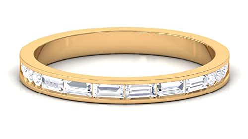 Certified Moissanite Baguette Wedding Band, D-Vs1 Quality, Moissanite Half Eternity Ring For Women - Ready To Gift