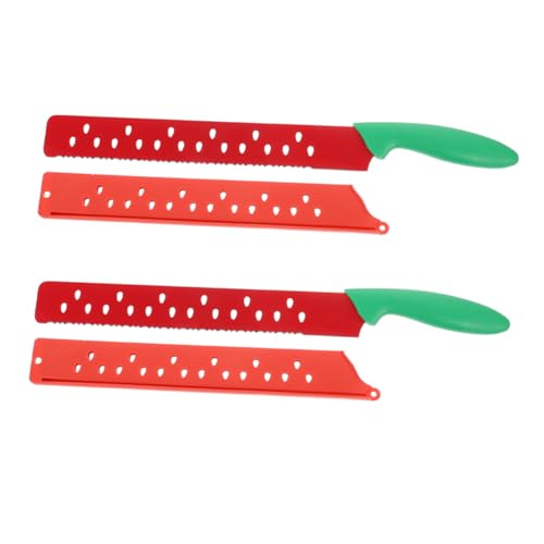 Cabilock Cuchillo Cortador De Sandía y Melón Serrado 2 Piezas Acero Inoxidable Cuchilla Larga Herramientas Cocina Para Frutas y Pan Uso Doméstico