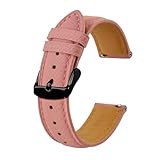 SiChouwz Texturiertes Leder-Uhrenarmband For Herren Und Damen, 18 Mm, 20 Mm, 22 Mm, Armbänder, Schnelles Austauschen, Schwarze Schnalle(Pink-Black,18mm)
