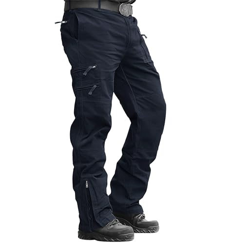 Image of MAGCOMSEN Mens Work Trousers Multi Pockets Cotton Trousers Men Casual Outdoor Hiking Cargo Pants Military Tactical Combat Trousers,Navy,34