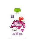 Little Freddie Organic Baby Food Stage 1 from 6 Months Creamy Apple Greek Style Yoghurt 6x100g, Pink Lady Yoghurt, 600 gram