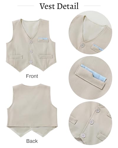 Image of nilikastta Toddler Baby Boy Clothes Suit Gentleman Wedding Outfits Formal Dress Shirt /Bowtie /Vest /Suspender Pants 1-9 Years
