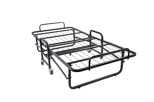 Image of BLUMUNO Shaurya Foldable Rollaway Bed with 6-Inch Spring Mattress | Folding Single Cot with Lockable Wheels | Space Saving Extra Guest Bed for Hotels, Hostels & PG's, Home, Airbnbs I Quilted Fabric