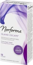 Image of Norforms Feminine Deodorant Suppositories, Long Lasting Odor Control, Island Escape scent, 12 Count. (Pack of 7)