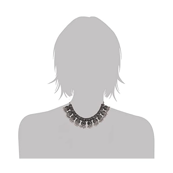 I Jewels Navratri Oxidised Silver Plated Afghani Choker Necklace Jewellery Set for Women (MC070) - Image 7
