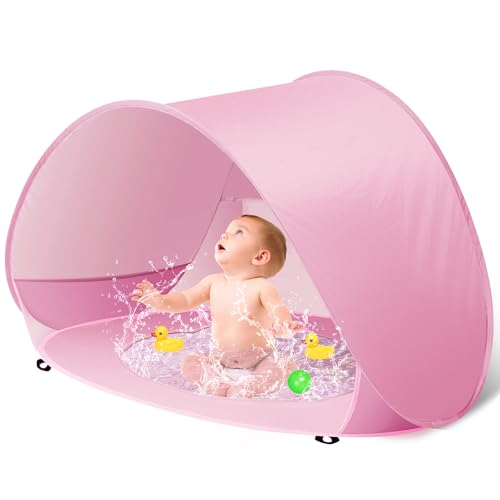 Baby Beach Tent with Pool Pop Up Sun Shelter UPF 50+ UV Protection for Infant Toddlers Portable Shade Tent with Carry Bag for Beach Outdoor Travel
