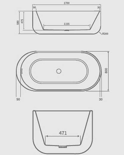 Vasca da bagno di design in acrilico autoportante.