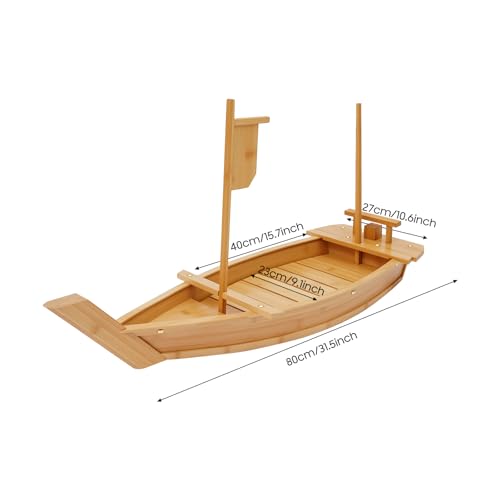 Bandeja de sushi de bambú forma barco 31.5 pulg miniatura 5