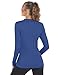 Long Sleeve Workout Tops for Women Running Athletic Active Shirts Lightweight Moisture Wicking V Neck Bluegrey L