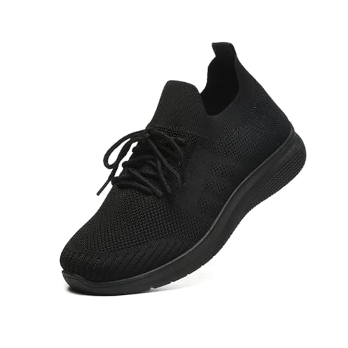 Image of Women's Lightweight Non Slip Walking Sneakers - Breathable Mesh Work Shoes for Standing All Day, Comfortable Nursing Tennis Shoes Black