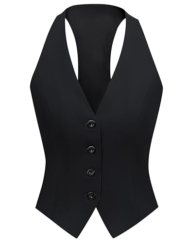 V VOCNI Vest for Women V Neck Sleeveless Racerback Fashion Dressy Crop Top Fitted Suite Vest Waistcoat