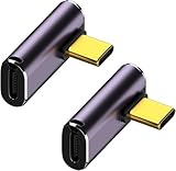 YUNKOZAND USB C 90 Grad Adapter, USB C rechtwinkliger Adapter mit 40 Gbit/s PD 240 W 8K @ 60 Hz Videoladung, kompatibel mit Steam Deck, Switch, VR und mehr Typ-C-Geräte C (2 Stück)