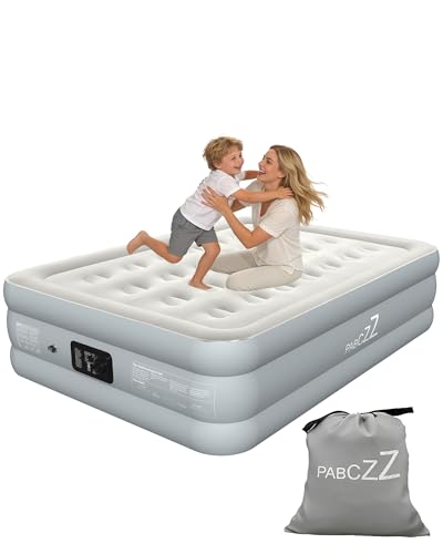 PABCZZ Air Mattress Full with Built-in Pump,18"Height,Up to 600 lbs Lt Gray