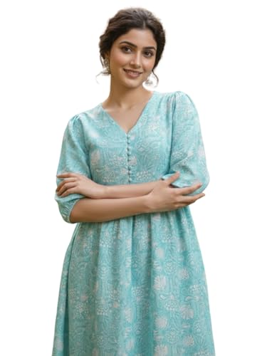 Image of Leriya Fashion Dress for Woman | Elegant Floral Printed | Western Dress for Women | One Piece Maxi | Rayon Western | Women Party