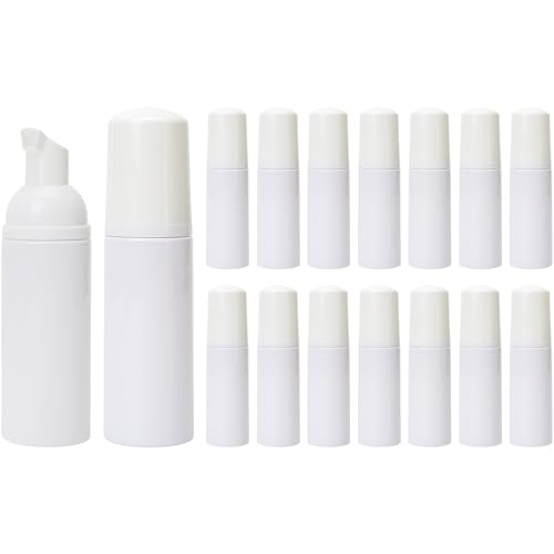 2oz Travel Foam Pump Bottle, 16 Pcs (60ml) – Mini Refillable Empty Foamer Dispenser for Lash Shampoo, Soap, Mousse, Cleanser – Leak-Proof, BPA-Free, Portable for Home, Gym & Cosmetics
