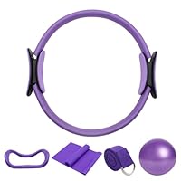 5 Stück Pilates Ring Set mit Yoga Ball, Yoga Gurt und Fitnessbänder, Pilates Essentials Kit für Frauen, Pilates Set für Zuhause, Geeignet Fitnessgerät für Heimtraining und Studio-Workout (Lila)