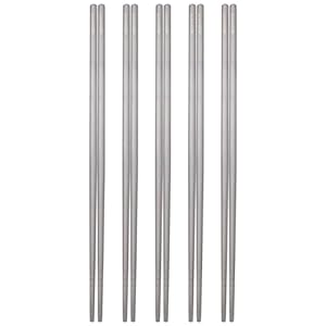 Pure Titanium Metal Chopsticks Reusable 5 Pairs Palillos Chinos Set High-end Tableware, Dishwasher Safe Light and Durable Chopsticks as Gift set