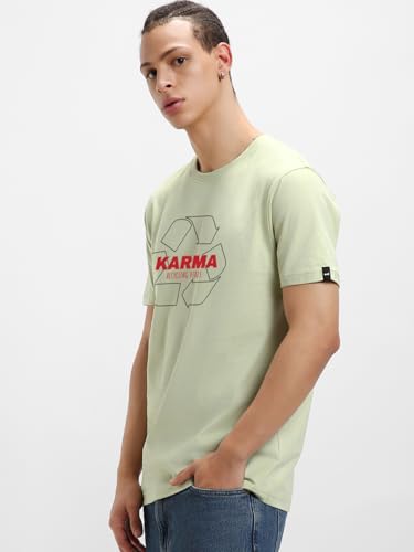 Image of Bewakoof Men's Graphic Printed Regular Fit Half Sleeve Round Neck Pure Cotton T-Shirt