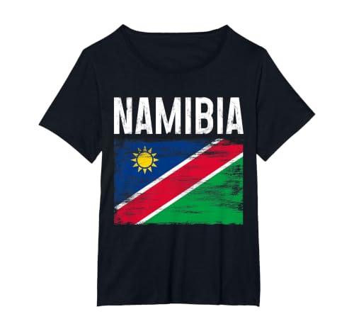 Namibia Pride Namibian Flag African Roots Heritage T-Shirt, Women's Plus, Black, 2X