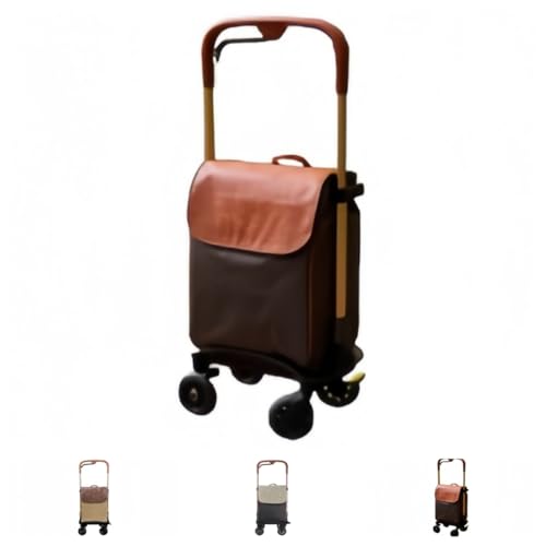 Sandqvipaショッピングカート、横押し 、4輪買い物カート、高齢者用歩行カート、軽量カート コンパクト、 静音タイヤ 、伸縮式プルロッド、ポータブルブレーキ、歩行用手すり、大容量、 収納便利、ウォーキング、お出かけ、ショッピング、旅行、アウトドアなど