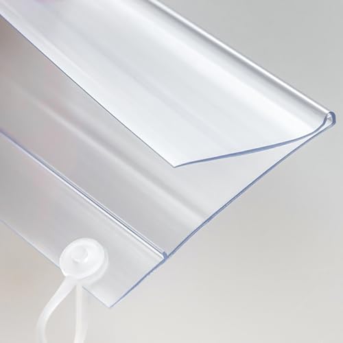 Elsjoy 100 Pack Plastic Wire Shelf Label Holders, 4" x 2.3" Clear Price Tag Holder Sign & Ticket Holder with Double Snap Lock Closure, Reusable Basket Label Holders for Market, Retail Shop, Pantry