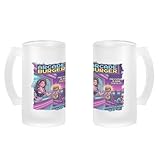 MERCHANDMANIA Jarra cerveza cristal arcade burger retro poster vintage videojuegos esmerilada esmerilado 500ml