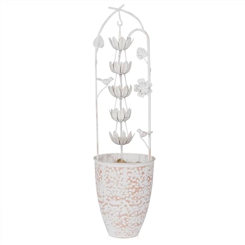 Alpine Corporation YHL866 30" Tall Metal Rustic Water Fountain with Decorative Flower