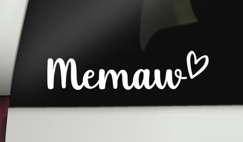 Image of Memaw Decal | Memaw Vinyl Sticker | Grandma Decal | Car Decal Bumper Sticker Window Laptop Tumbler Decal | 8 inch x 2 inch Size White | Made in USA | DECALBUNNY