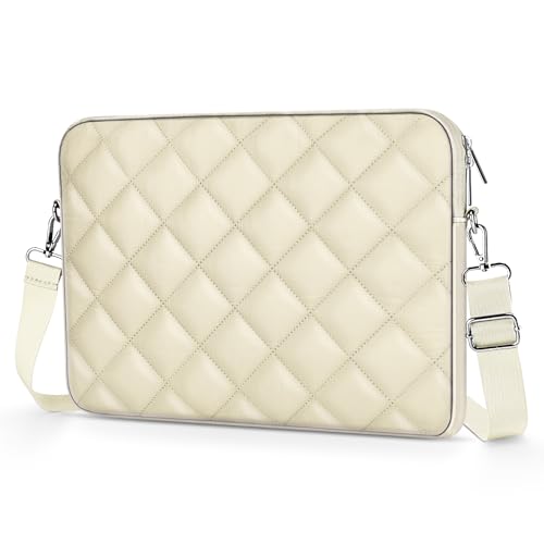 Puffy Quilted Laptop Sleeve with a Removable Shoulder Strap Compatible with MacBook Air/Pro, 13-13.3 inch Notebook, Compatible with MacBook Pro 14 inch M3 M2 M1 Chip 2023-2021