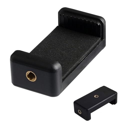 FACAIIO Selfie E-Type Morsetto con interfaccia a quarto per telefono cellulare, supporto portatile ad angolo regolabile per treppiedi e supporti, nero